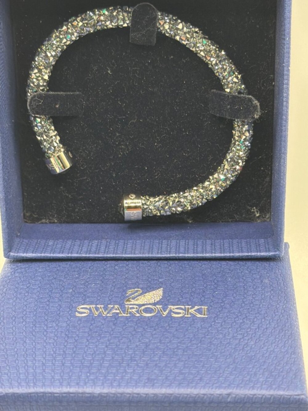 Retired Swarovski Crystal Stardust Cuff Bangle Bracelet 5250071 Chrome Gray Box